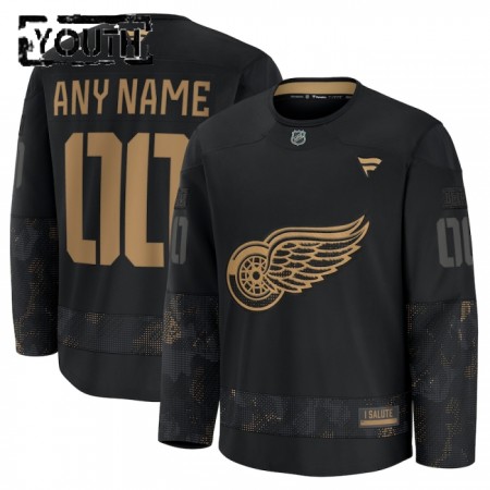 Børn NHL Detroit Red Wings Trøje Tilpasset 2024-25 Fanatics Military Appreciation Practice Sort